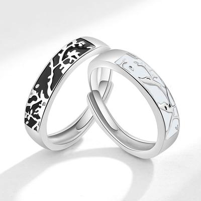 Bird And Fish Couple Rings Fashion Niche Design Adjustable Open Ring Set For Men And Women Unique Trendy Jewelry Pair