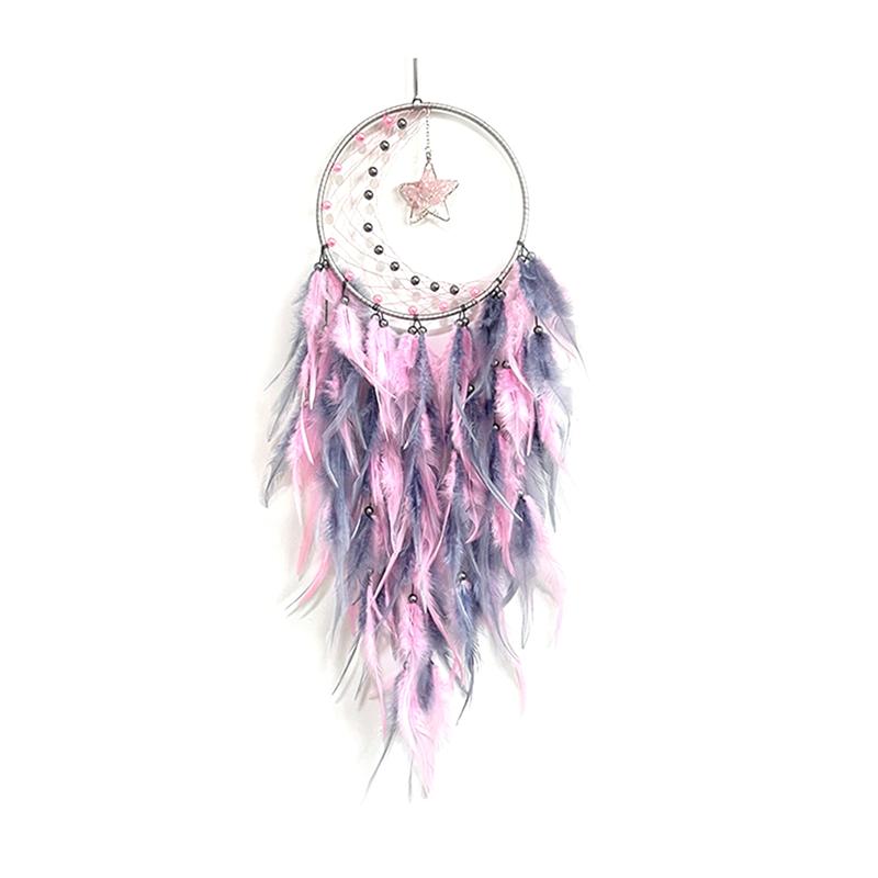Good-Feather Dream Catcher Dream Catcher For Bedroom, For Wall Hanging Craft Gifts Pink