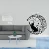 Mystical Black Cat Moon Metal Wall Art Sculpture for Lovers Unique Decor Gift