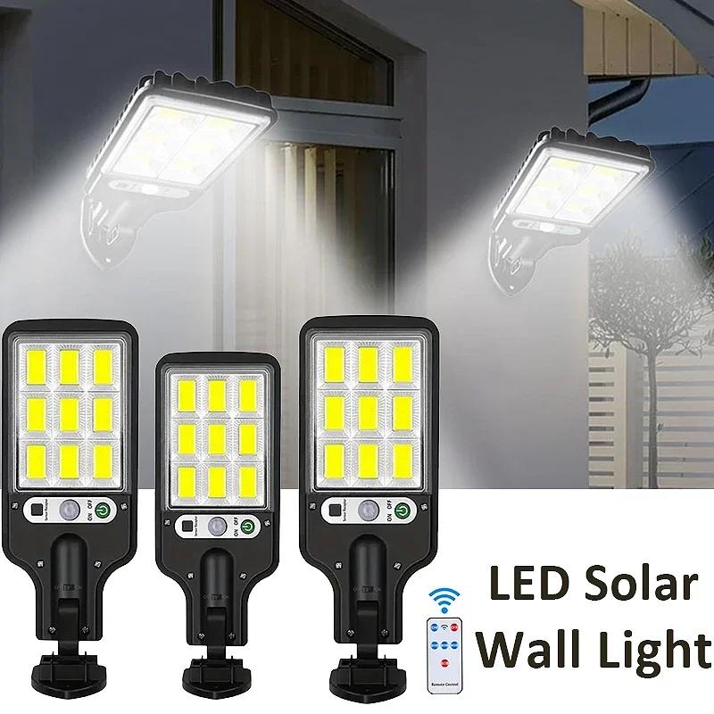108COB Solar Mini Wall Scon Outdoor Lighting Remote Control PIR Sensor Multi-Mode Adjustment Fen Patio Doorway LED Lights