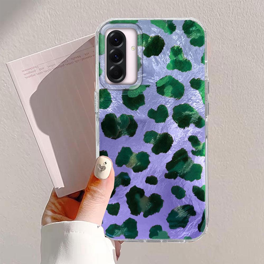 Pink Green Leopard Print Women Phone Case for Samsung Galaxy A16 A55 A07 A17 A56 A36 A26 A53 A06 A14 A24 A34 A54 A15 A12 Cover