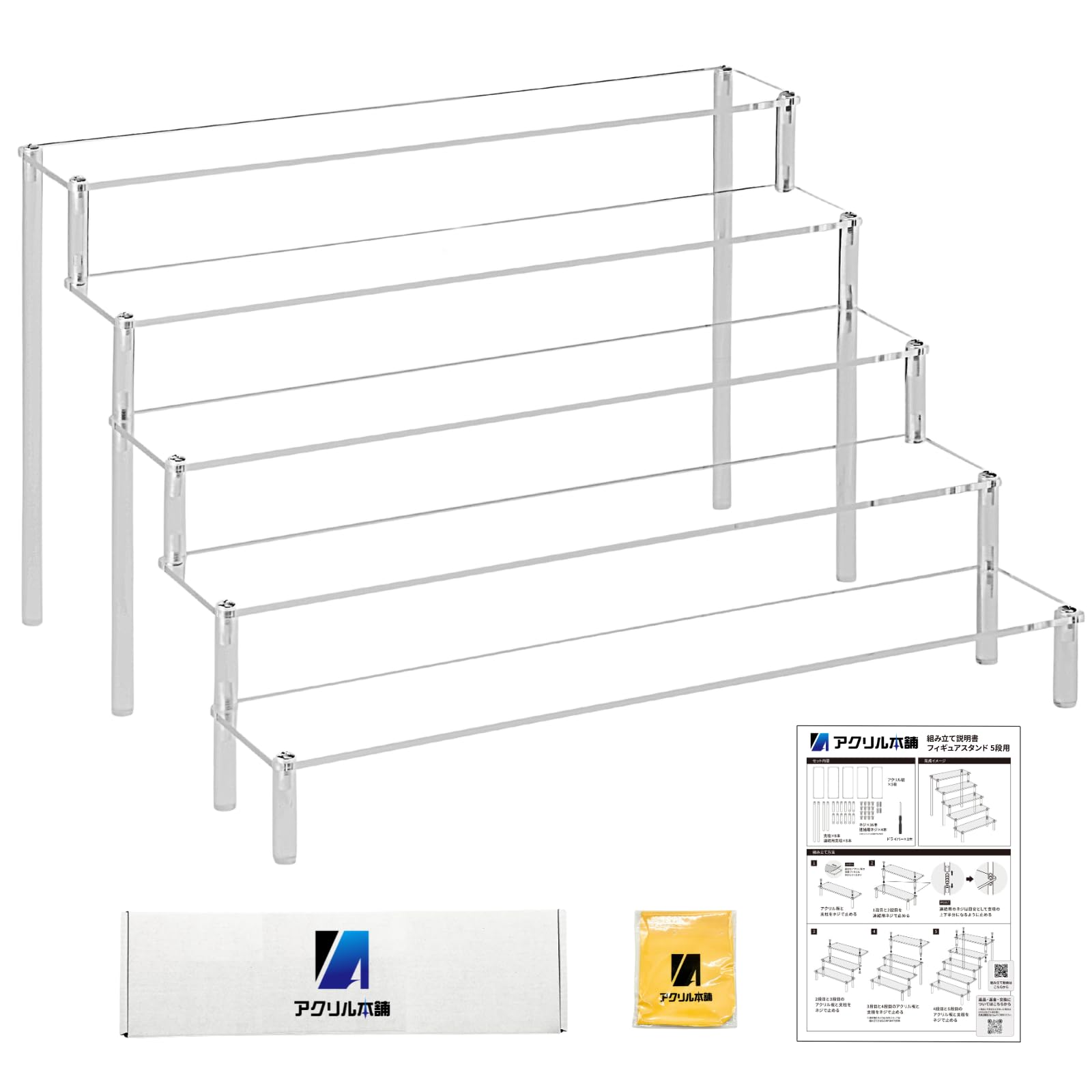 

Acrylic Honpo Display Stand 40cm 5 Levels Clear Figure Shelf Collection Case Exhibition Pedestal