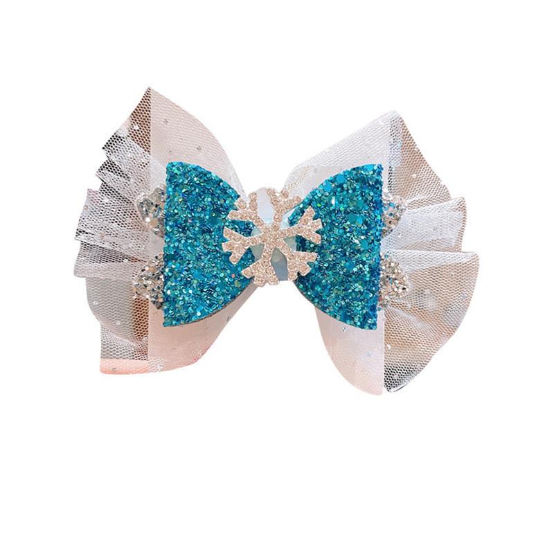 Korean Version of Children's Mesh Bow Hairpin Hair Accessories Cute Princess Diamond-studded Snowflake Headdress