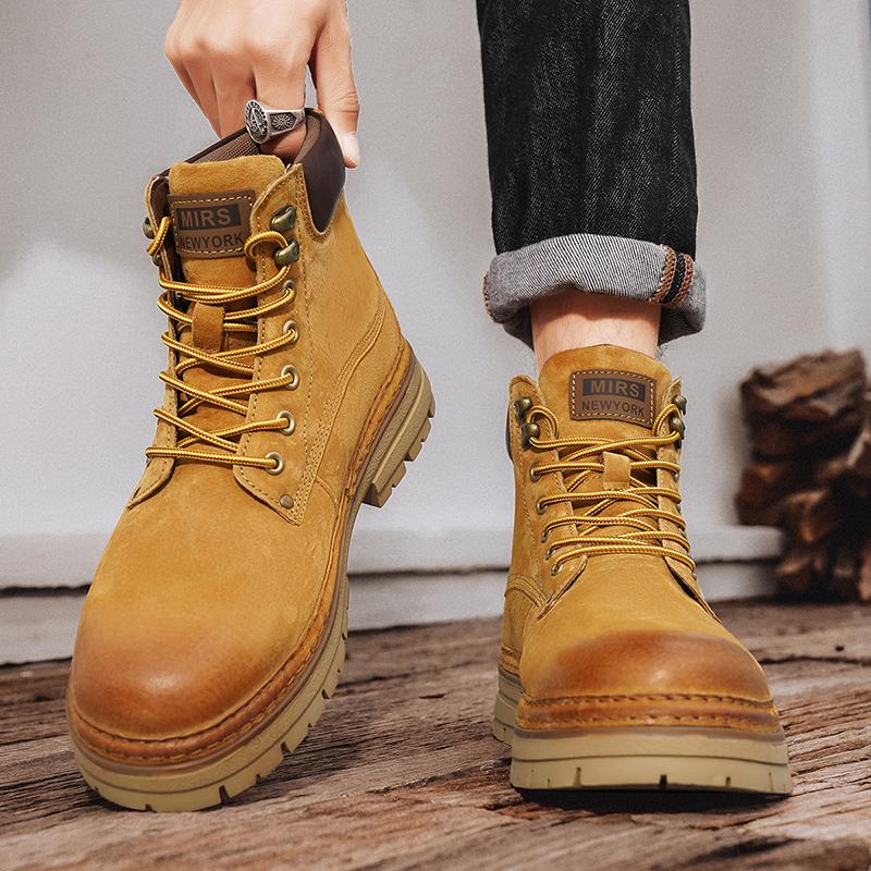Fashion Hot Sale Male Boots All-match Men's Shoes High Top Fashion British Style Work High Top Shoes Casual Leather Handmade Short Boots