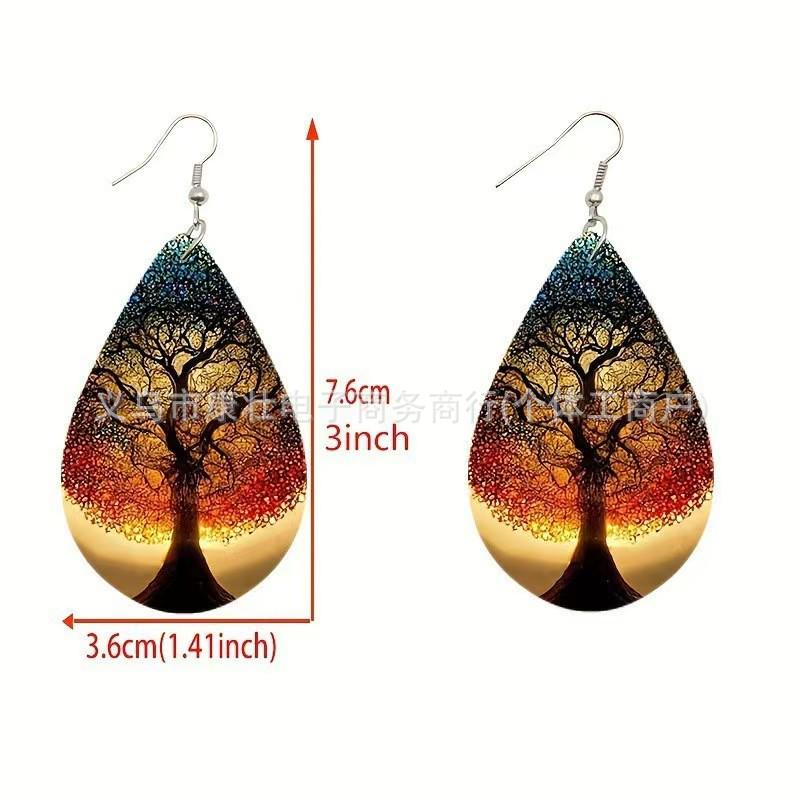 Colorful Acrylic Water Drop Earrings - Abstract Iridescent Design, Fashionable and Simple Style.