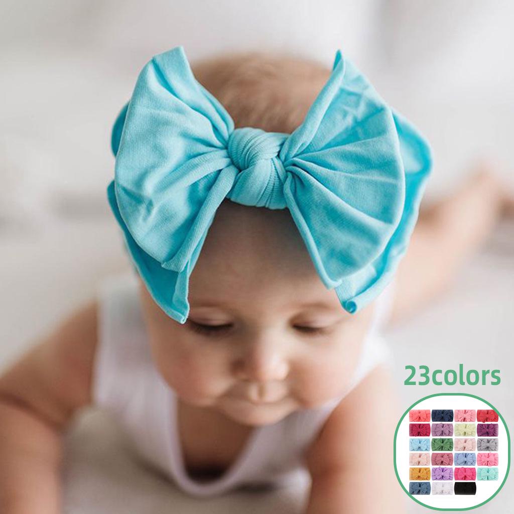 

23-Color Baby Bow Hairband: Double-Layer Nylon Fashion Headdress Medium Pink
