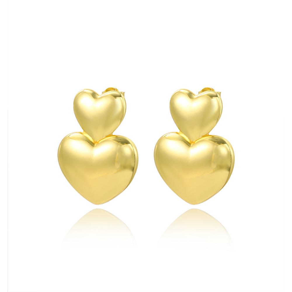 Exaggerated Heart Stud Earrings - Minimalist Style for Women
