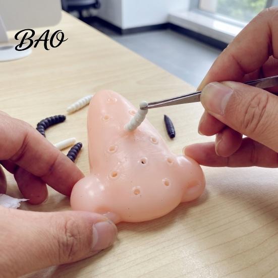 Interactive Fidget Games Nose Pimple Popping Toy with Tweezers And Worm, Funny Stress Relief Prank Popper Game for Party, Flexible TPR Realistic Model