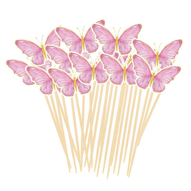 10 Stück Geburtstagsthema Papier Cup Cake Top Dekoration Biene Schmetterling und Chrysantheme Kuchendekoration Bambuspapier Auswahl