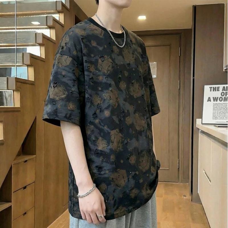 Plus Size 5XL-12XL Fashion Oversized T-shirt Men Tops Casual Vintage Short Sleeve Tee Summer Clothing