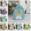 Metal Egg Shaped Tinplate Box Exquisite Rabbit Iron Case Easter Egg Candy Box  Tea Leaf