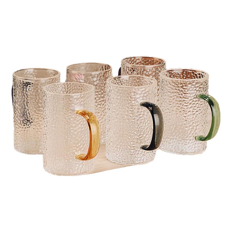 Japanese Style Hammered Glass Cups with Handle