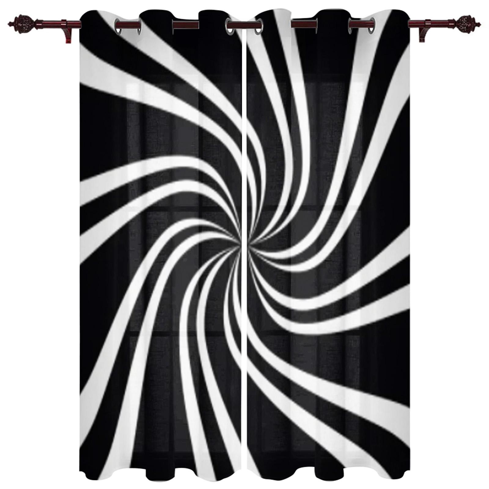 Абстрактные геометрические черно-белые оконные занавески для детской комнаты — фото 16