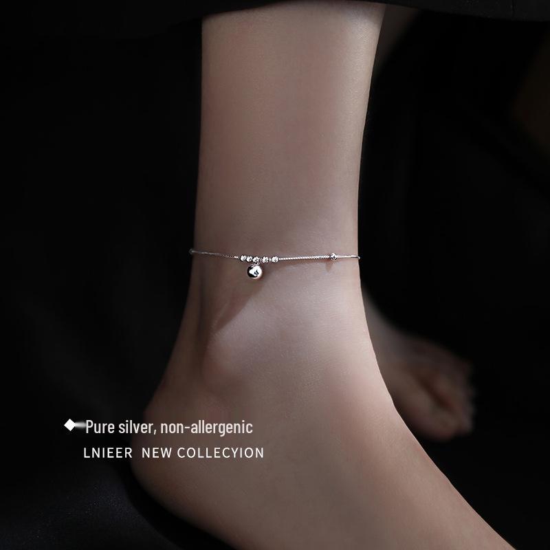 2025 Trendy Women's 925 Sterling Silver Bead Anklet: Summer Fashion Ankle Chain Jewelry