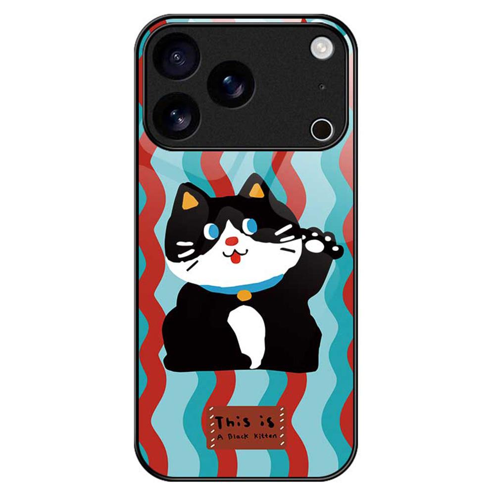 For iPhone 17 Pro Max Case Anti Drop TPU PC Tempered Glass Pattern Printing Phone Back Cover