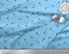 Soimoi Blue Japan Crepe Satin Fabric Axe Hardware Printed Craft Fabric by the metre 42 Inch