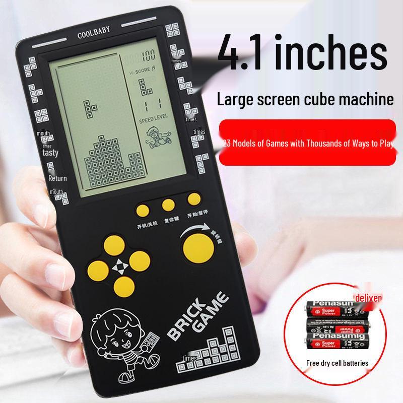 4,1-Zoll Retro Tetris Spielkonsole: Handheld Lernspielzeug für Kinder im Vintage-Stil