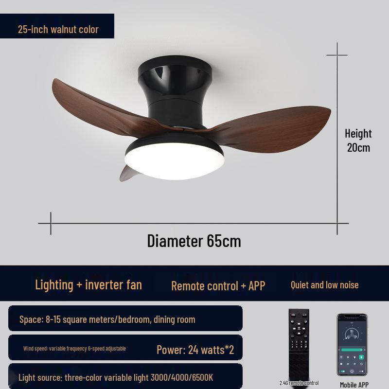 2025 Nordic Ceiling Fan Light: Variable Frequency, Compact Design, Suitable for Bedroom - Meets Japanese & American Standards