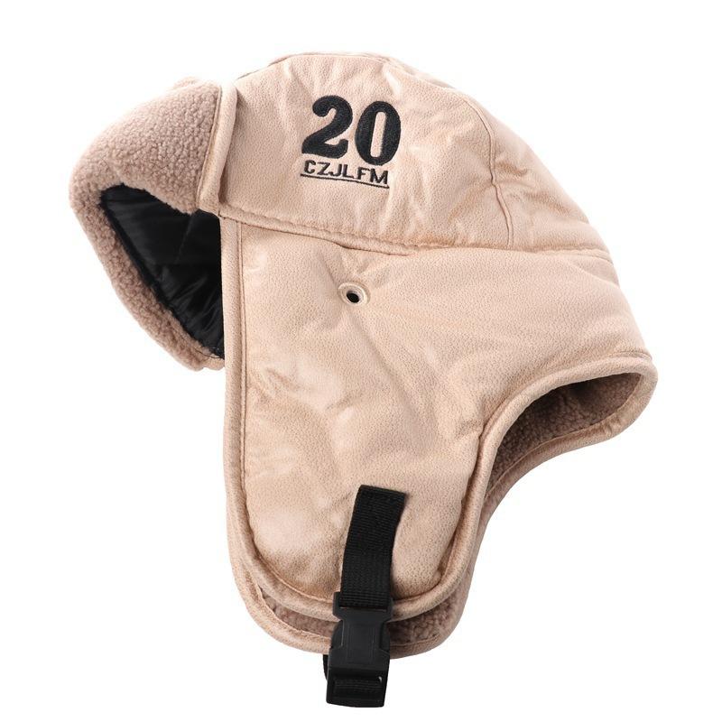 Lei Feng Hat Men's Korean Version Letters Warm Cotton Hat Outdoor Cold Protection Northeast Thickened Velvet Female Winter Youth Riding Bike
