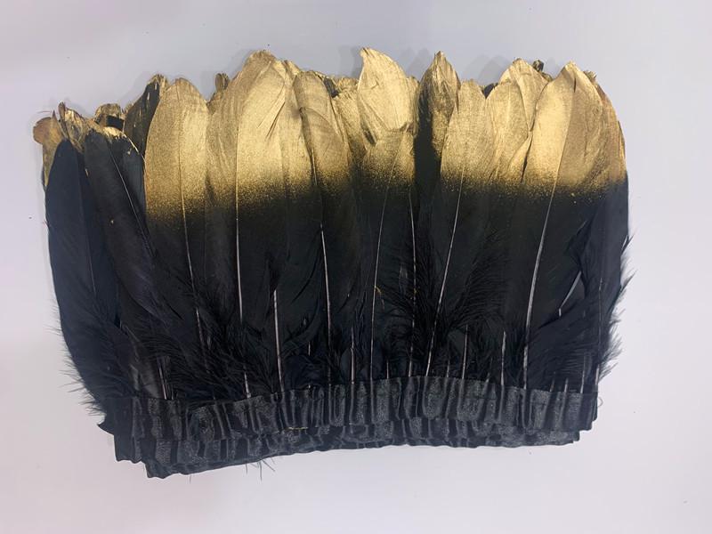 Goldener Gänsefeder Stoffkantenstreifen für Röcke – 2 Meter, Ideal für Feder-Requisiten & Bekleidungsaccessoires