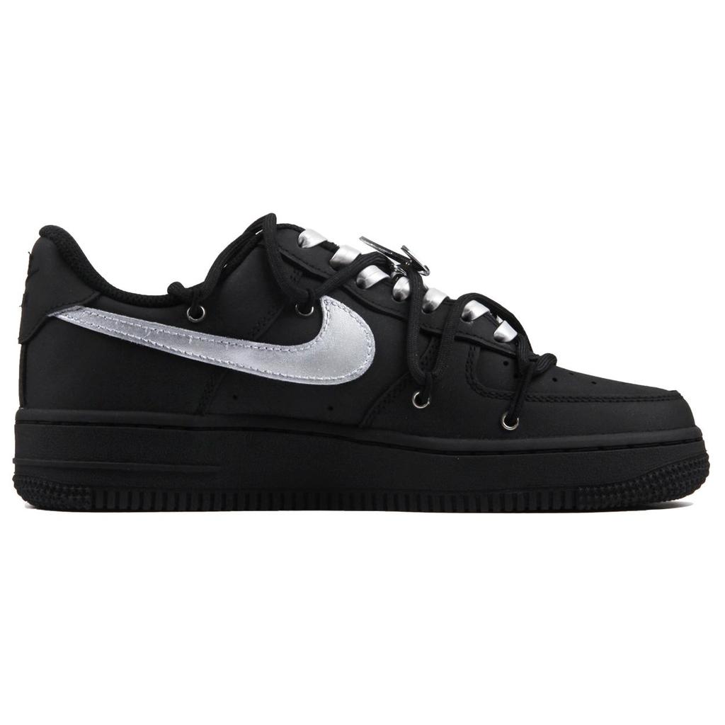 Nike Air Force 1 Black Warrior Thermal Coverage Low top Skateboard Shoes Women's Matte Black Silver DD8959-001(TeamJ-)