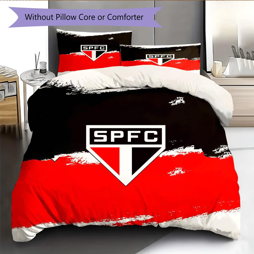 Sao Paulo FC Pattern Bedding Quilt Set Home Decoration Gift (1 * duvet cover + 2 * pillowcase without core)