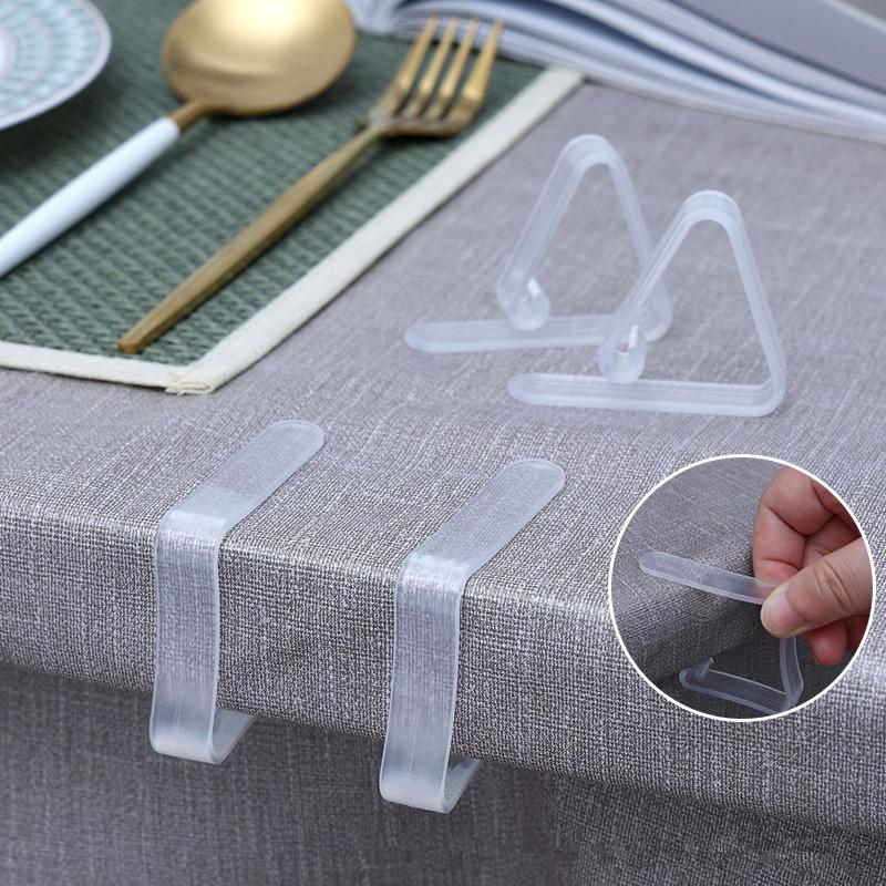 10pcs Tablecloth Transparent Anti Slip Clip Fixing Buckle Household Table Corner Tablecloth Clip Fixing Device Plastic Buckle