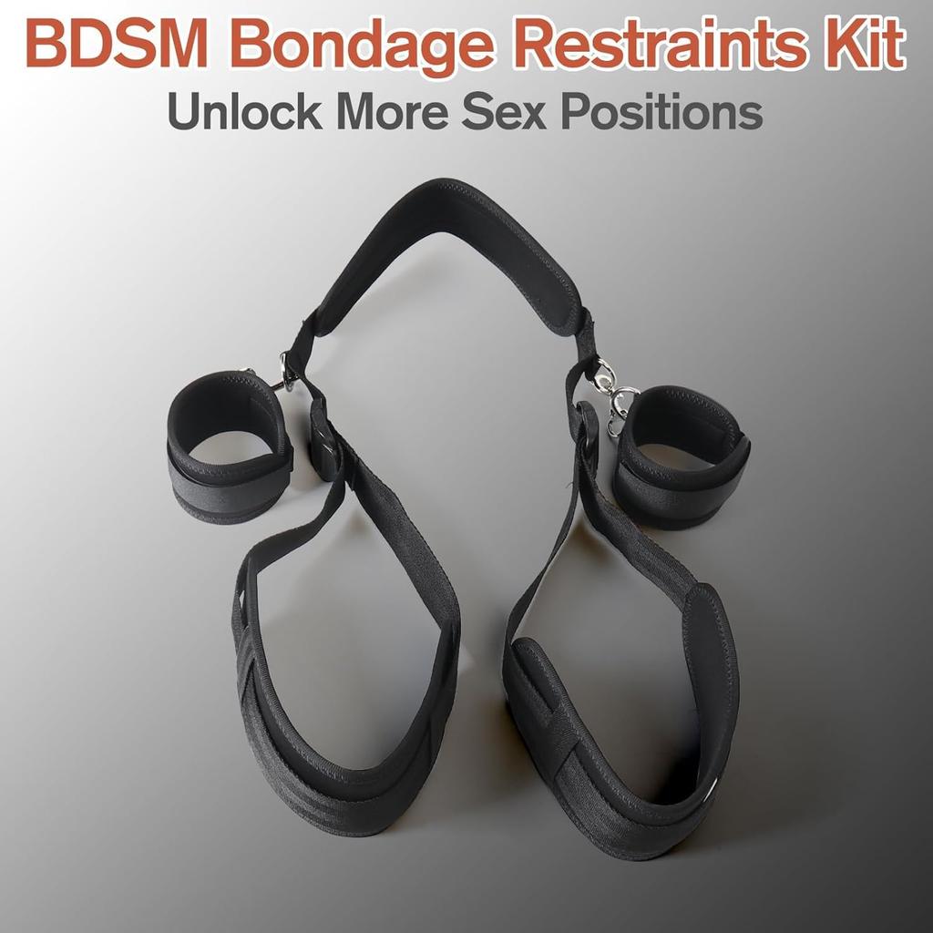 Sex Bondage BDSM Kit Bed Restraints Set Adjustable Leg Straps Handcuffs for SM Adult Couples Game Play Sex Toy for Women