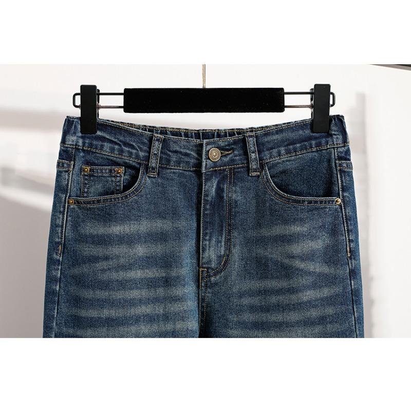 DIMANAF 2025 Plus Size Autumn Women Jeans Elastic  Pants Denim Blue High Waist New Pants 5XL