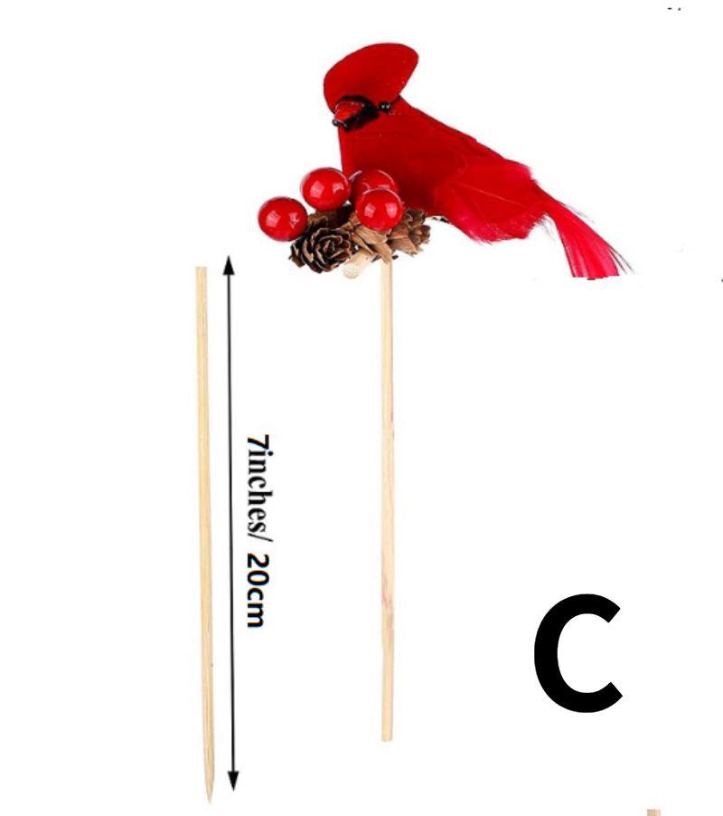 6pcs New Year Artificial Birds Red Clip-on Cardinals Feathered Bird Miniature Fake Birds Holiday Party Christmas Village Decor