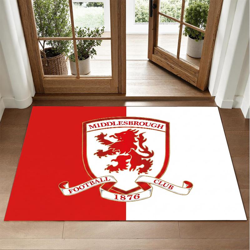 Middlesbrough Football Design Crystal Velvet Rug Soft Decorative Mat for Bedroom Entrance