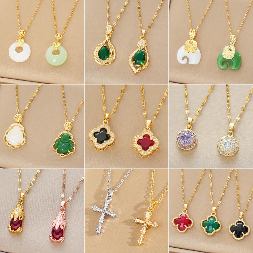 Titanium Steel Necklace For Women Elegant Simple Fashion Zircon Collarbone Chain Light Luxury Niche Jewelry
