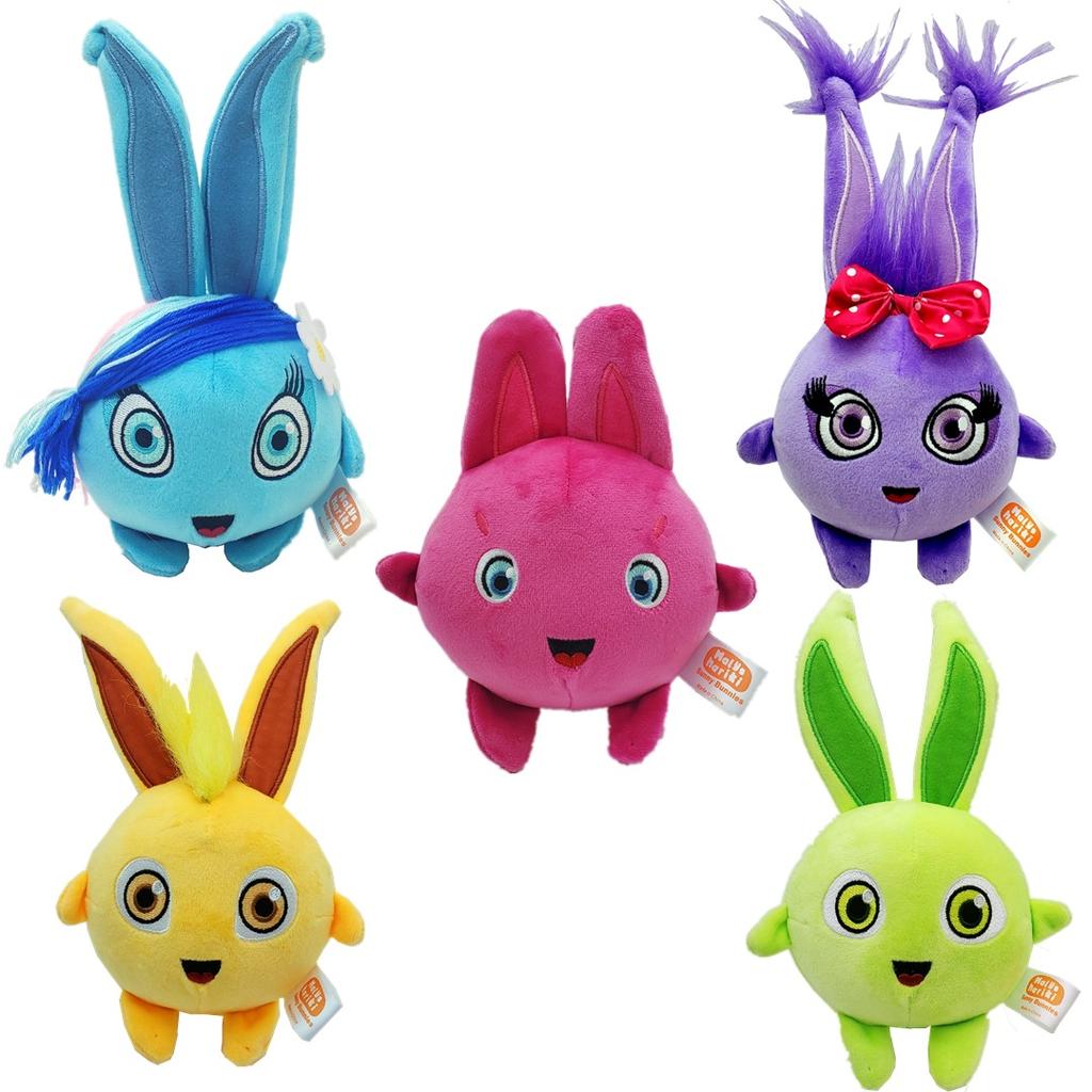 5pcs Sunny Bunnies Plush Dolls Cute Happy Rabbit Sleeping Cartoon Peluches for Girls Birthday Gifts Soft Stuffed Animals Doll