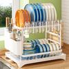 Rustproof Black 2 Tier Dish Drying Rack Metal Drainboard Kitchen Organizer Utensil Cup Holder Multifunctional Space Saving