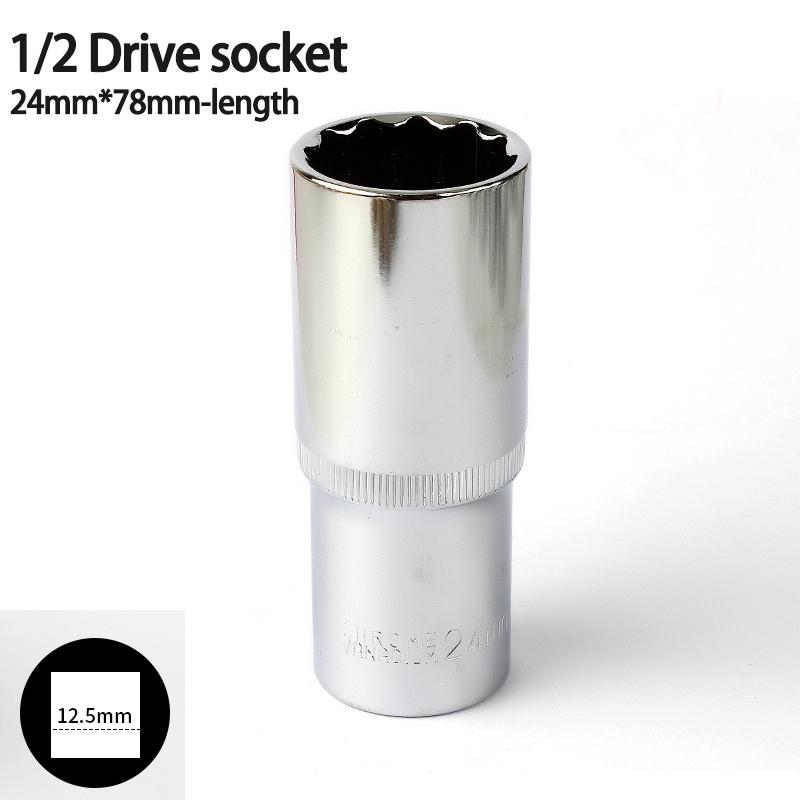 1pcs 12 Point 78mm Mirror Deep Socket Head 1/2 Drive Torx Bit Ratchet Wrench Adapter Tool Part 8-32mm Car Repair Tools