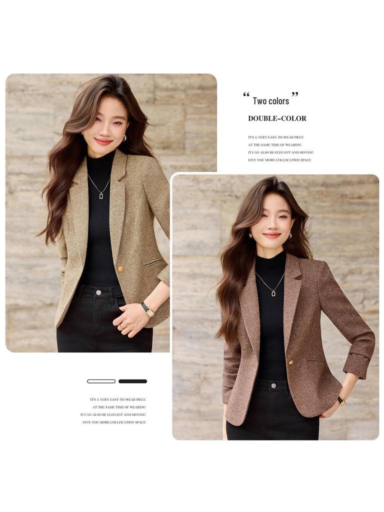 Chaqueta de Traje de Lana de Alta Gama para Mujer - Casual Invierno 2025, Estilo Diosa para Oficina y Desplazamientos