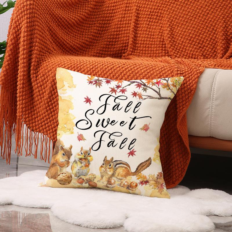 Autumn Maple Leaves Throw Pillow Covers With Digital Printing Of Short Plush Fabric Car-Shaped Sofa Cushion Office Home Decor