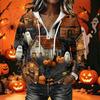 Women's Long Sleeve Hoodie Sweatshirt with Halloween Print for Casual Wear