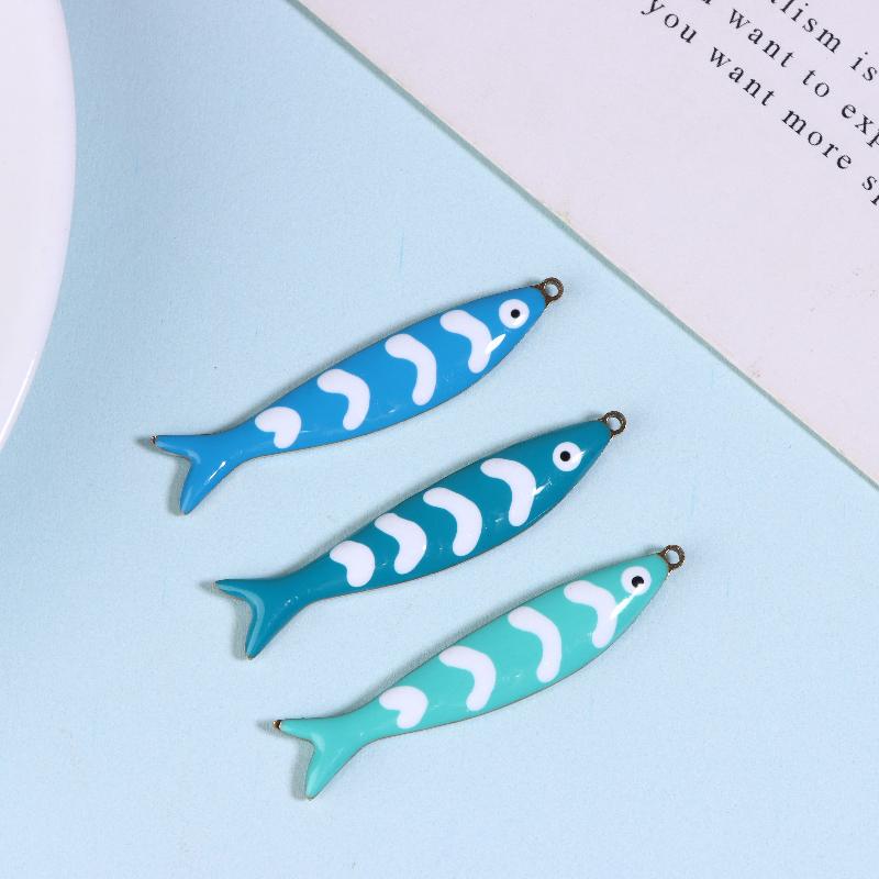 10 Pezzi 40X8mm Acciaio Inossidabile Smalto Pesce Ciondoli Pendente Fai da Te Gioielli Realizzazione Accessori Per Collana Orecchini Braccialetti