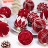 8cm Diamond Flocking Christmas Ball Set - Festive Tree Decorations