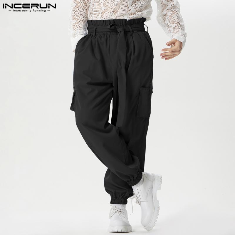 

INCERUN Мужские длинные шаровары с высокой талией и карманами на эластичной повязке 4XL чёрный