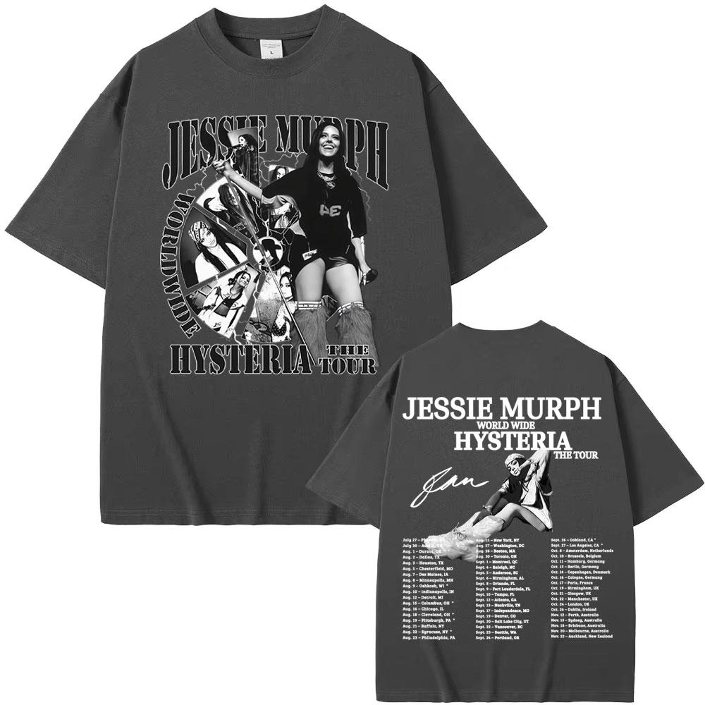 Jessie Murph Worldwide Hysteria Tour T-shirt 2025 Music Sad Girl Concert T-shirts Men Women Retro Hip Hop Fashion Cotton T Shirt