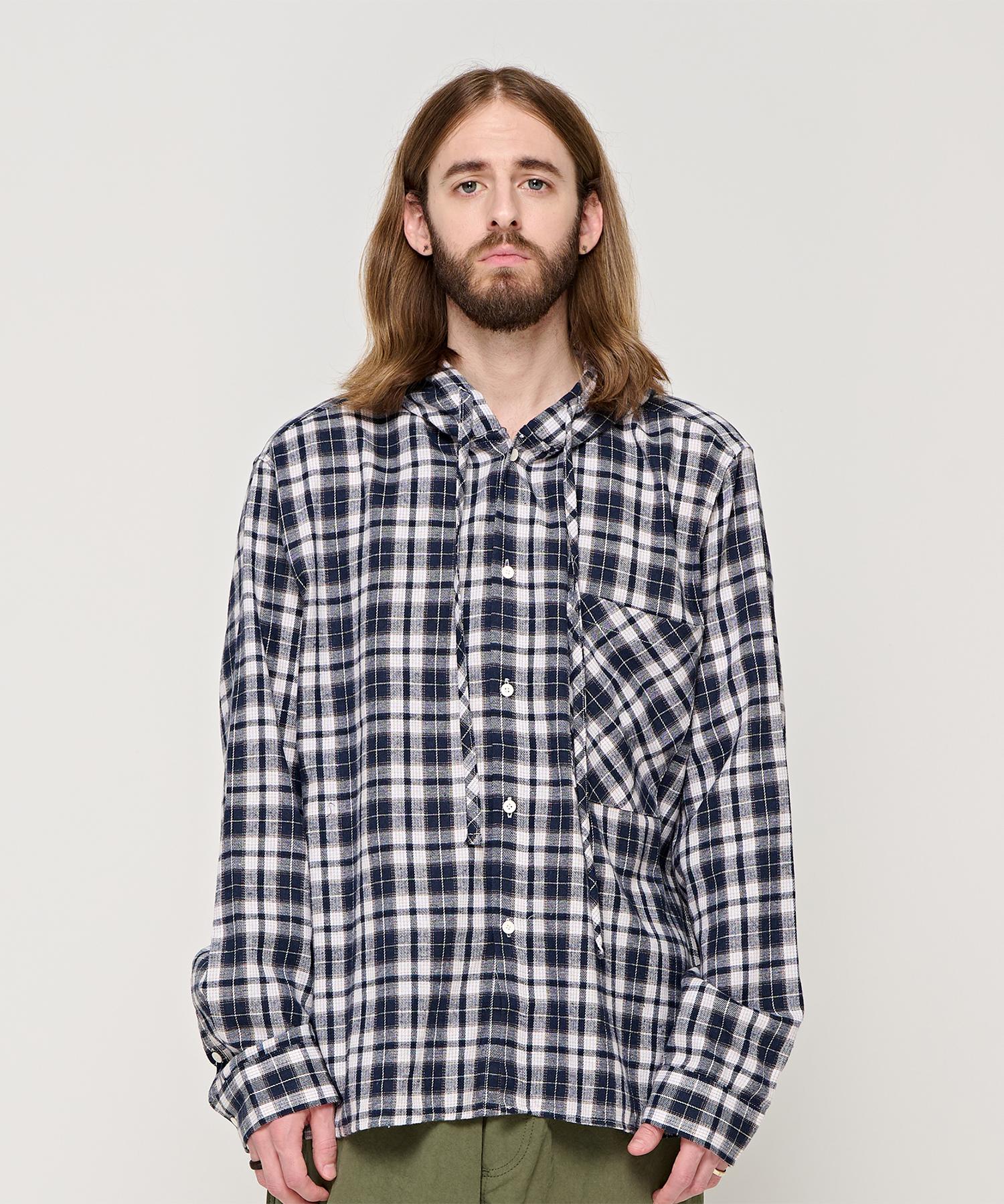 Cargo Bros Cb Comfy Flannel Hooded Check Shirt (Navy) Free