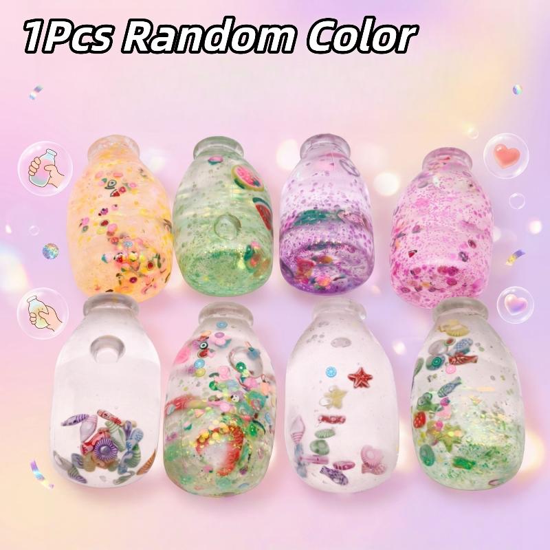 Stress Relief Fruit Bottle Squeeze Toy Transparent Durable Fidget Toy Funny Portable Gift For Long Car Road Trip Use