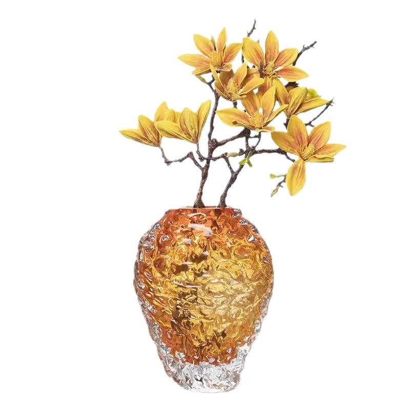 Vaso de Vidro Colorido Espesso Vaso de Flores Laranja Arranjo Floral Acessórios Hidroponia Terrário Acessórios de Decoração para Casa