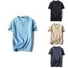 Premium Quality Men Brief T-shirt Summer V-neck Cotton Linen Blouse Top Tee Shirt Plus Size