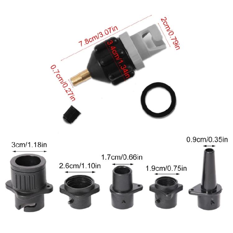 Paddleboard Pumps Adapter Inflatable Boats Air Pumps Converter Replacement Air Valves Adaptor with 4 Air Valves Nozzle