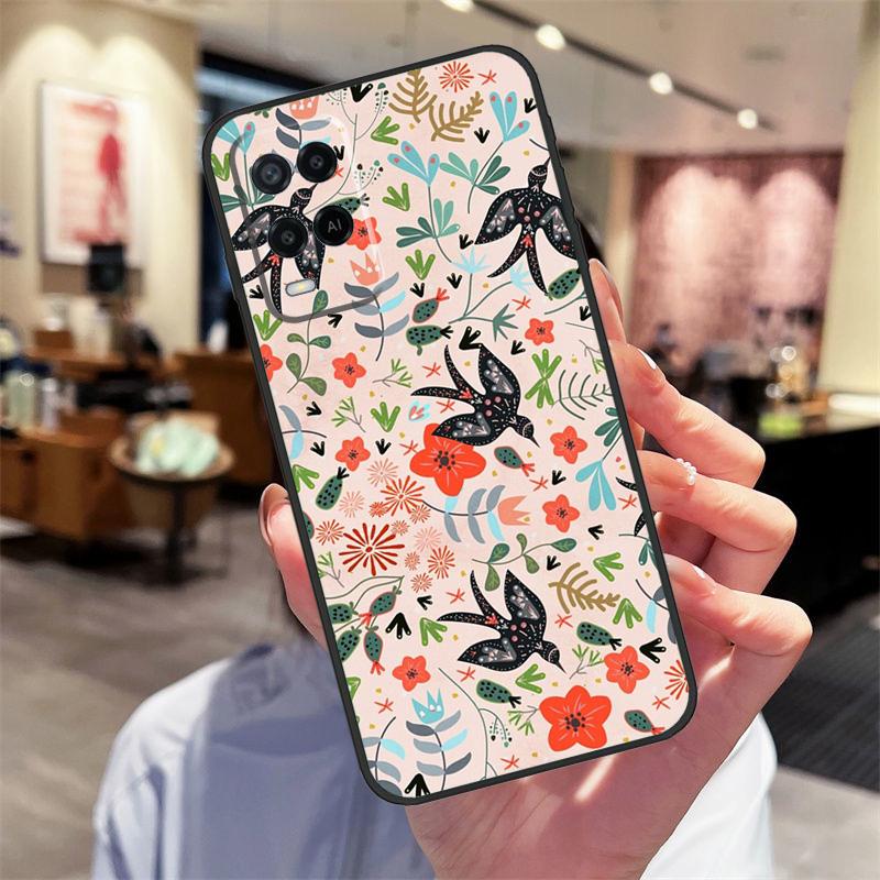 Garden Birds Case For Oppo A40 A60 A80 A18 A38 A58 A78 A98 A16 A76 A96 A15 A17 A77 A74 A94 A54 A57S Cover