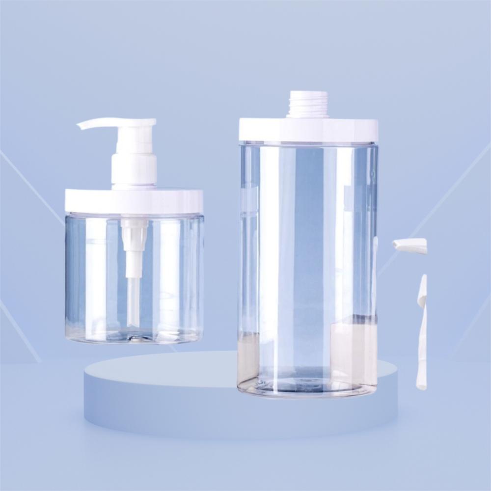 500/1000ml Pump Bottle Dispenser Clear Wide Mouth Shower Soap Dispenser PET Refillable Storage Bottle