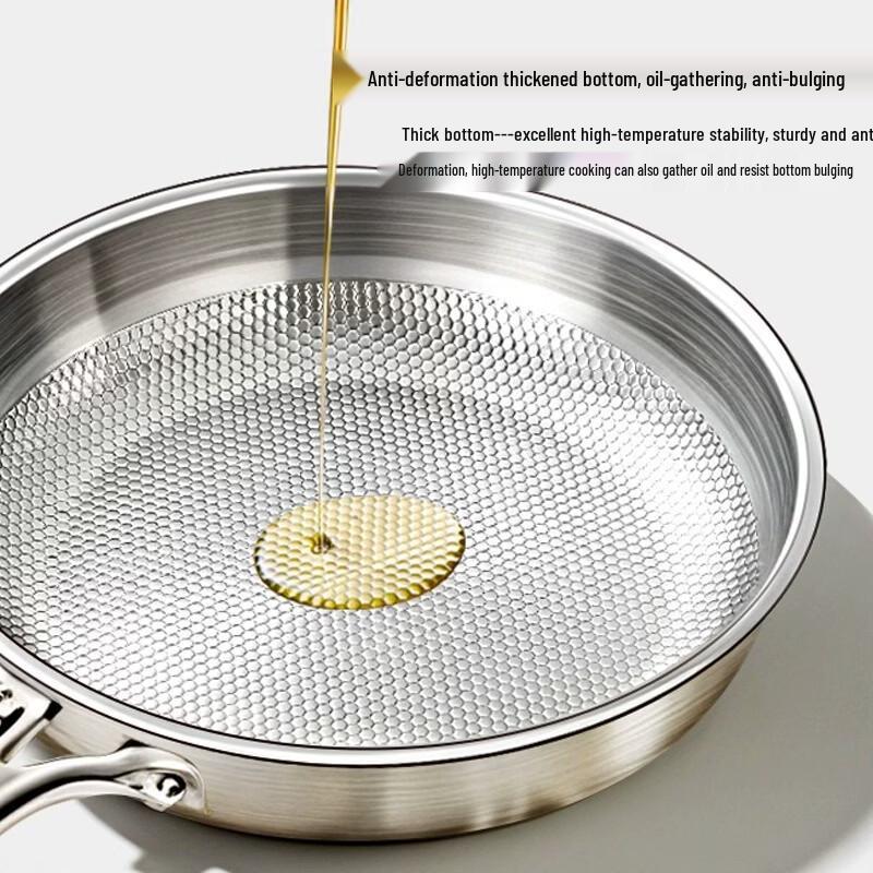 ZISIZ 26cm Non-Coated Stainless Steel Frying Pan